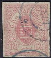 Luxembourg - Luxemburg - Timbre - Armoiries  1859    12,5c.   °  Cachet Bleu   Rare     Michel 7   VC. 210,- - 1859-1880 Wappen & Heraldik