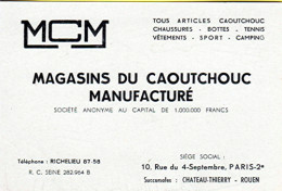Magasins Du Caoutchouc Manufacturé M.C.M.(avec Plan Au Dos) Paris_cv82 - Visiting Cards
