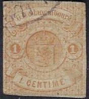 Luxembourg - Luxemburg - Timbre - Armoiries  1859    1c.   °      Michel 3   VC. 700,- - 1859-1880 Stemmi