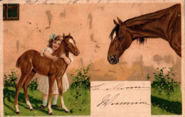 H2510 - Litho Präge Mailick Künstlerkarte Pferd Horses Fohlen - Mailick, Alfred