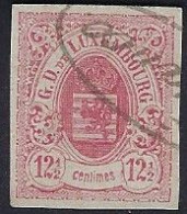 Luxembourg - Luxemburg - Timbre - Armoiries  1859    12,5c.   °      Michel 7    Cachet Franco   Rare    VC. 200,- - 1859-1880 Armoiries