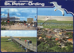 72525853 St Peter-Ording Nordseeheilbad Schwefelbad Promenade Steg Moewe Flieger - St. Peter-Ording