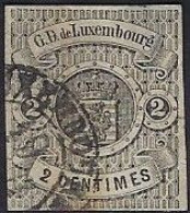 Luxembourg - Luxemburg - Timbre - Armoiries  1859    2c.   °    Certifié     Michel 4         VC. 700,- - 1859-1880 Wapenschild
