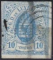 Luxembourg - Luxemburg - Timbre - Armoiries  1859    10c.   °    Cachet 3 Cercles     Michel 6b         VC. 15,- - 1859-1880 Armarios