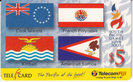 TARJETA DE LAS FIJI CON UNAS BANDERAS (BANDERA-FLAG) SOUTH PACIFIC GAMES SUVA 2003 - Fidji