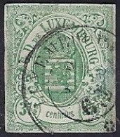 Luxembourg - Luxemburg - Timbre - Armoiries  1859    37,5c.   °    Certifié        Michel 10           VC. 250,- - 1859-1880 Coat Of Arms