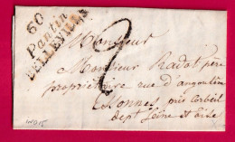 DOUBLE CURSIVE 60 PANTIN BELLEILLE SEINE POUR ESSONNES SEINE ET OISE 1839 INDICE 15 LETTRE - 1801-1848: Précurseurs XIX