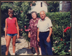 Man Woman And Boy Guy In Garden Old Photo 11x9 Cm #41291 - Anonymous Persons