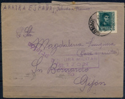 1938 , CÁRCEL DE EL COTO ( GIJÓN - ASTURIAS ) , CARTA CIRCULADA , CENSURA MILITAR Y CENSURA DE LA CÁRCEL , CONTIENE TEXT - Briefe U. Dokumente