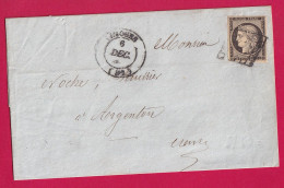 N°3 TB GRILLE LIMOGES CAD TYPE 14 DU 6 DECEMBRE 1849 POUR ARGENTON SUR CREUSE INDRE LETTRE - 1849-1876: Klassik
