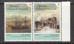 2015 Uruguay Battle Of Paysandu Ships Military History Complete Pair MNH - Uruguay