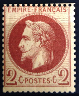 FRANCE                           N° 26 B                    NEUF*               Cote : 220 € - 1863-1870 Napoléon III Lauré