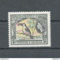 1954-63 British Guiana - Stanley Gibbons N. 344 - 1$ Pink Yellow Green And Black - Bird - Pappagallo - Parrot - MNH** - Otros & Sin Clasificación