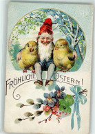 10666711 - Ostern Zwei Kueken Im Arm Tiere Vermenschlicht Birken Veilchen Weidenkaetzchen Lithographie - Contes, Fables & Légendes