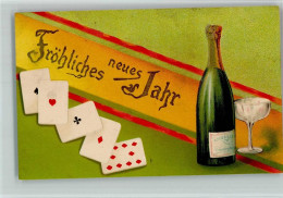13039411 - Neujahr Kartenspiel, Sektflasche Und - Nouvel An