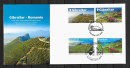 RARE 2019 Joint Gibraltar And Romania, MIXED FDC WITH 2+2 STAMPS: Mountains - Gemeinschaftsausgaben