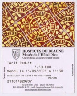 Ticket Entrée Musée De L'Hôtel Dieu De BEAUNE " Carreau Devise " (2376)_Di559 - Toegangskaarten