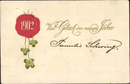 Gaufré CPA Glückwunsch Neujahr 1902, Glücksklee - New Year