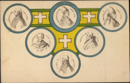 CPA Päpste, Leo, Damasus, Gregorius, Clemens - Historische Figuren