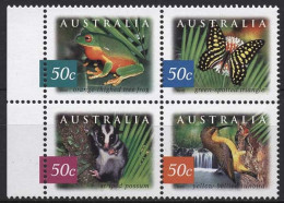 Australien 2003 Regenwald Tiere Frosch Schmetterling 2237/40 ZD Postfrisch - Ongebruikt
