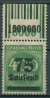 Dt. Reich 1923 Freim. Walze Oberrand 287 A W OR 2'9'2/1'5'1 Postfrisch Geprüft - Ongebruikt