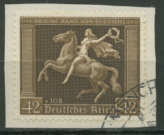 Deutsches Reich 1938 Galopprennen 671 Y Mit Sonderstempel Briefstück - Gebruikt