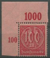 Deutsches Reich Dienstmarke 1922 Wertziffer D 74 P OR Ecke 1 Postfrisch - Servizio