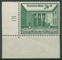 Deutsches Reich 1940 Briefmarken-Ausstellung 743 Ecke 3 Unten Links Postfrisch - Ungebraucht