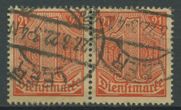Deutsches Reich Dienstmarken 1920 Für Preußen D 22 Waagerechtes Paar Gestempelt - Dienstmarken