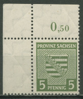 SBZ Provinz Sachsen 1945 Provinzwappen 75 Xa Ecke 1 Dgz. Postfrisch, Marke Bügig - Altri & Non Classificati