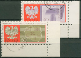 Polen 1966 1000 Jahre Polen Wappenadler 1738/39 Ecke 4 Mit Nummer Gestempelt - Gebruikt