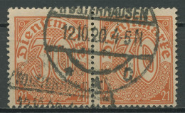 Deutsches Reich Dienstmarken 1920 Für Preußen D 20 Waagerechtes Paar Gestempelt - Dienstzegels