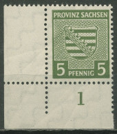 SBZ Provinz Sachsen 1945 Provinzwappen 75 Xa Ecke 3 Postfrisch, Marke Bügig - Autres & Non Classés