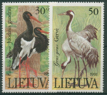 Litauen 1991 Gefährdete Vögel: Schwarzstorch, Kranich 489/90 Postfrisch - Lituania