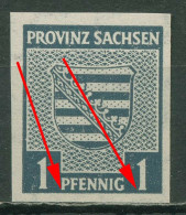 SBZ Provinz Sachsen 1945 Provinzwappen Mit Plattenfehler 66 X I Postfrisch - Andere & Zonder Classificatie