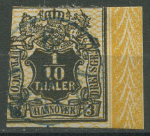 Hannover 1856 Wertschild Wappen 1/10 Th Netzunterdr. 12 Rand Gestempelt, Mängel - Hanovre