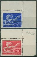 Tschechoslowakei 1947 Oktoberrevolution 527/28 Ecke Postfrisch, Beschriftet - Neufs