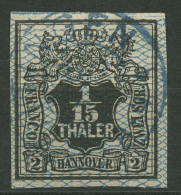 Hannover 1856 Wertschild Wappen 1/15 Th M. Netzunterdruck, 11 Gestempelt - Hanover