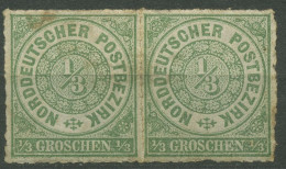 Norddeutscher Postbezirk NDP 1868 1/3 Groschen 2 Waag. Paar Mit Falz, Fleckig - Oblitérés