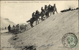 CPA Châlons Camp Mourmelon Camp Marne, Berittene Artillerie Und Hindernisse, Ausgang Aus Der Grube - Other & Unclassified