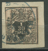 Hannover 1856 Wertschild Wappen 1/30 Th Netzunterdruck 10 A Gestemp. Briefstück - Hanover