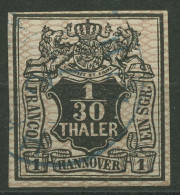 Hannover 1856 Wertschild Wappen 1/30 Th Netzunterdruck 10 A Gestempelt - Hanover