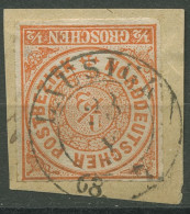Norddeutscher Postbezirk NDP 1868 1/2 Gr. 3 Mit SA-K2-Stpl. LAUSIGK, Briefstück - Afgestempeld