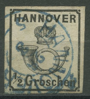 Hannover 1860 Posthorn Unter Krone 1/2 Gr, 17 Y Gestempelt, Kl. Fehler - Hanovre