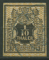 Hannover 1856 Wertschild Wappen 1/10 Th Netzunterdruck, 12 Gestempelt - Hanover