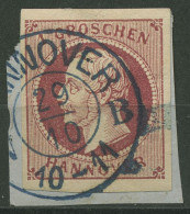 Hannover 1859 König Georg V. 14 C Gestempelt Geprüft, Briefstück - Hannover
