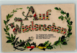 39599511 - Auf Wiedersehen In Eichenlaubgirlande Schwarz-Weiss-Rot Geschmueckt Anker Lithographie ASB Serie 333 - Guerre 1914-18