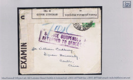 Ireland China Dublin 1941 Cover Dalkey To Lingnan University Canton, With SERVICE SUSPENDED - Other & Unclassified