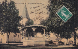 Saint Yorre (03 Allier) L'église Et La Place - Carte Toilée Sans Nom D'éditeur Colorisée N° 91 Circulée 1912 - Other & Unclassified
