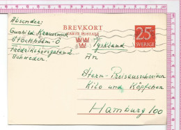 Postal Card With Stockholmban (Stockholm Railway) Roller Cancel  1959........................................dr1 - Postal Stationery